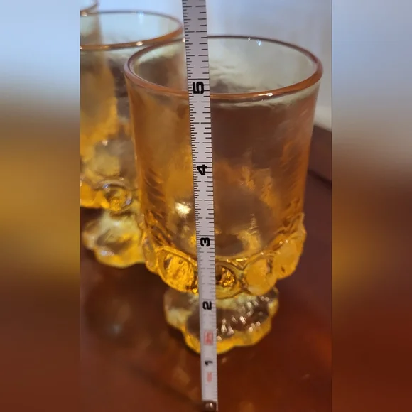 Vintage 1970s Tiffin Franciscan Madeira Cornsilk Yellow Glass Drinkware 4 Pieces - Picture 2 of 10